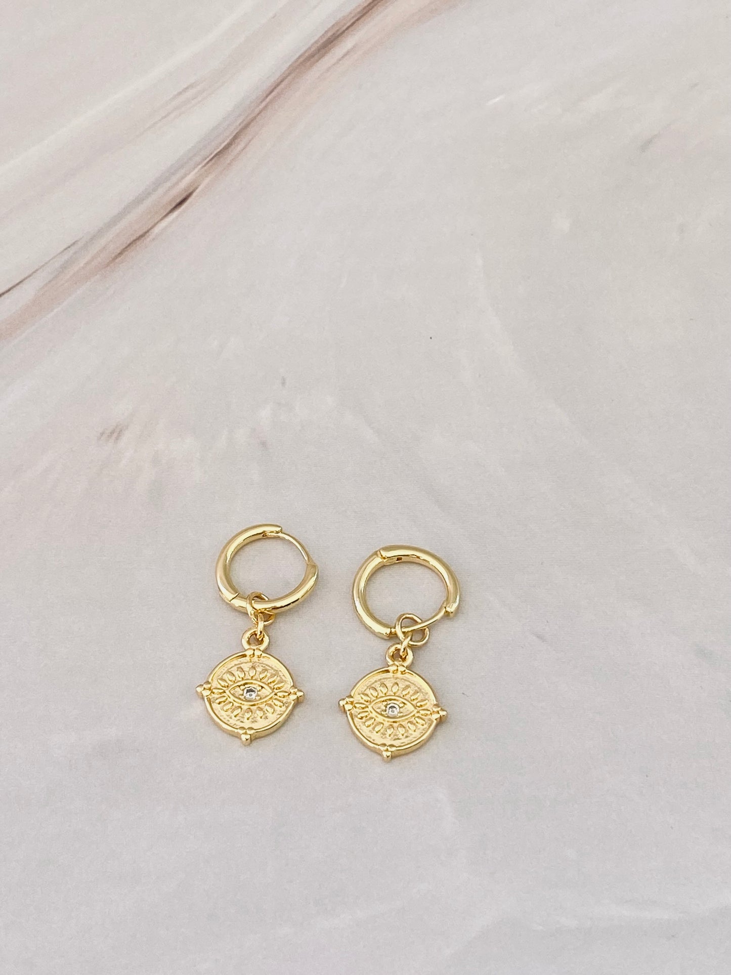 Tulis Evil Eye Small Hoop Earrings in Gold