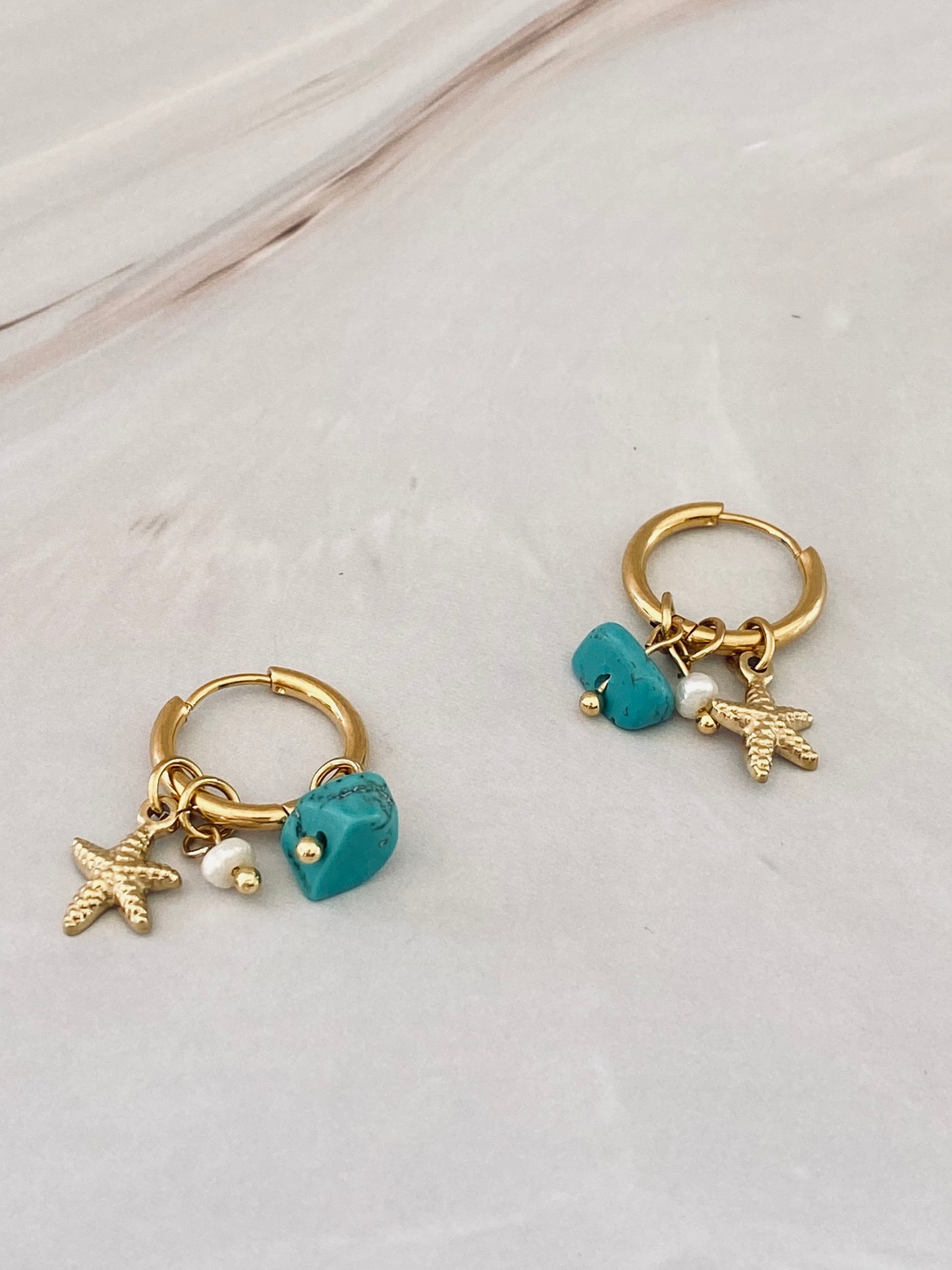 Junia Small Hoop Earrings with Petite Charms