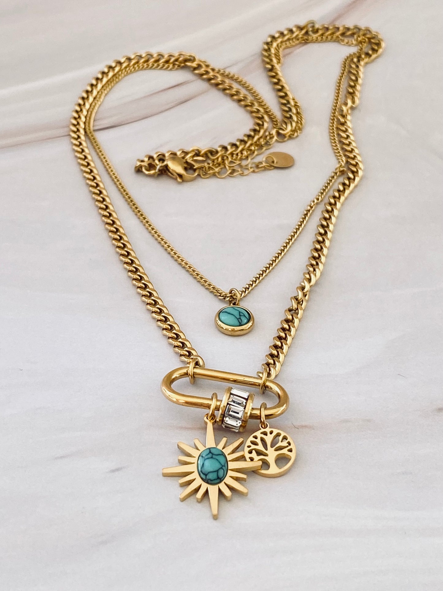 Isidore Double Necklace with Charms
