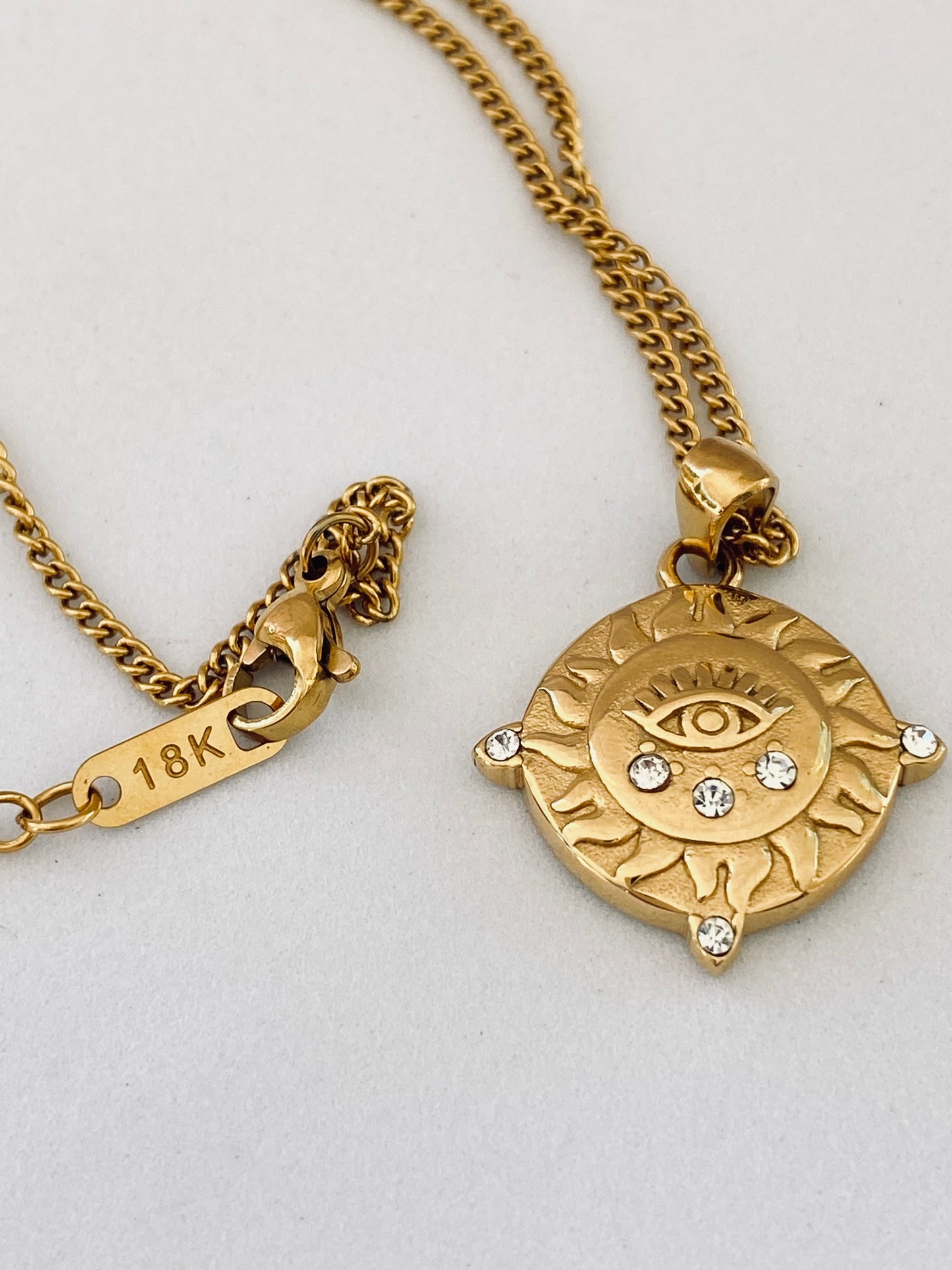 Gold Plated Small Evil Eye with Zircon Necklace