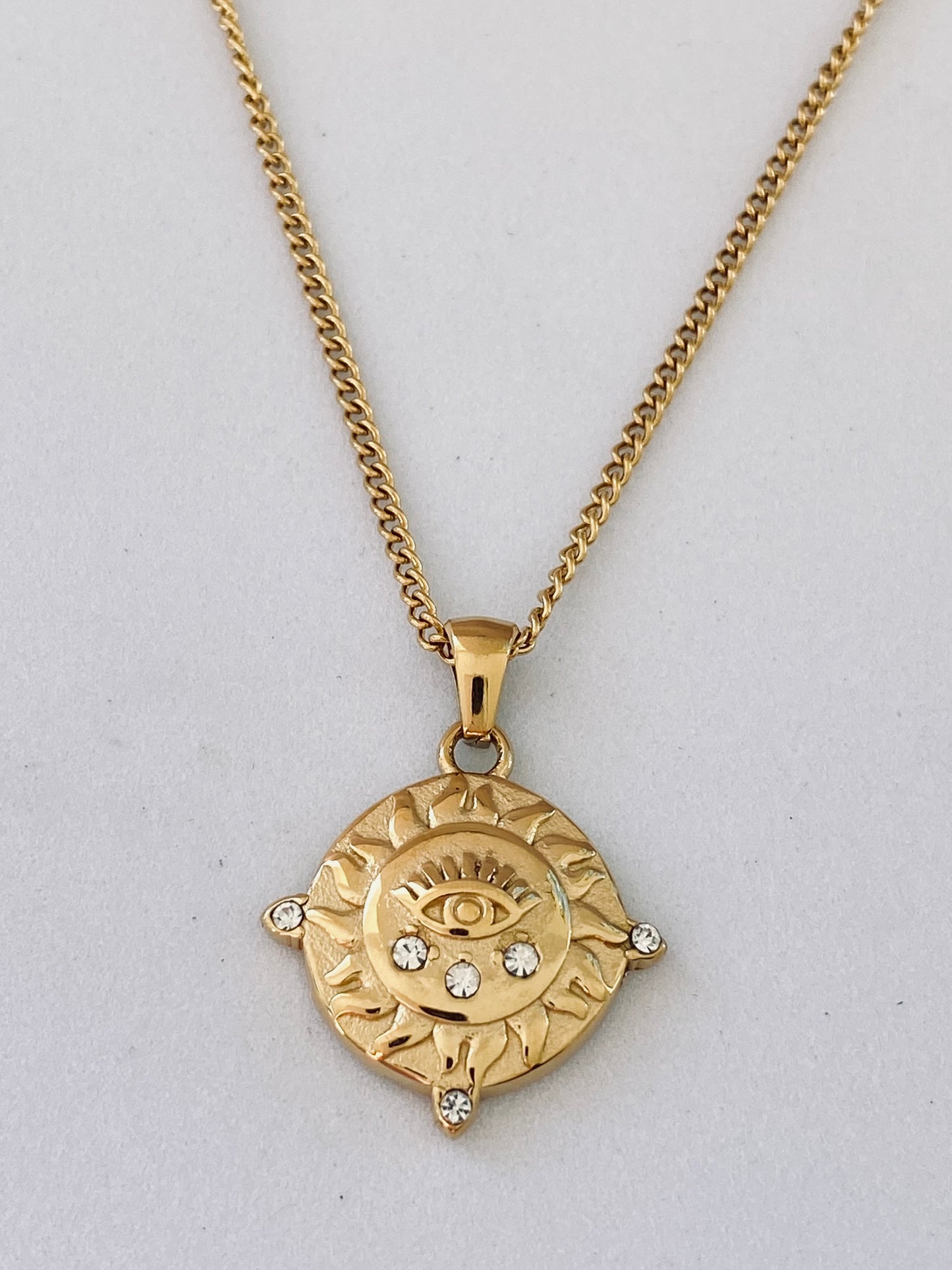 Gold Plated Small Evil Eye with Zircon Necklace