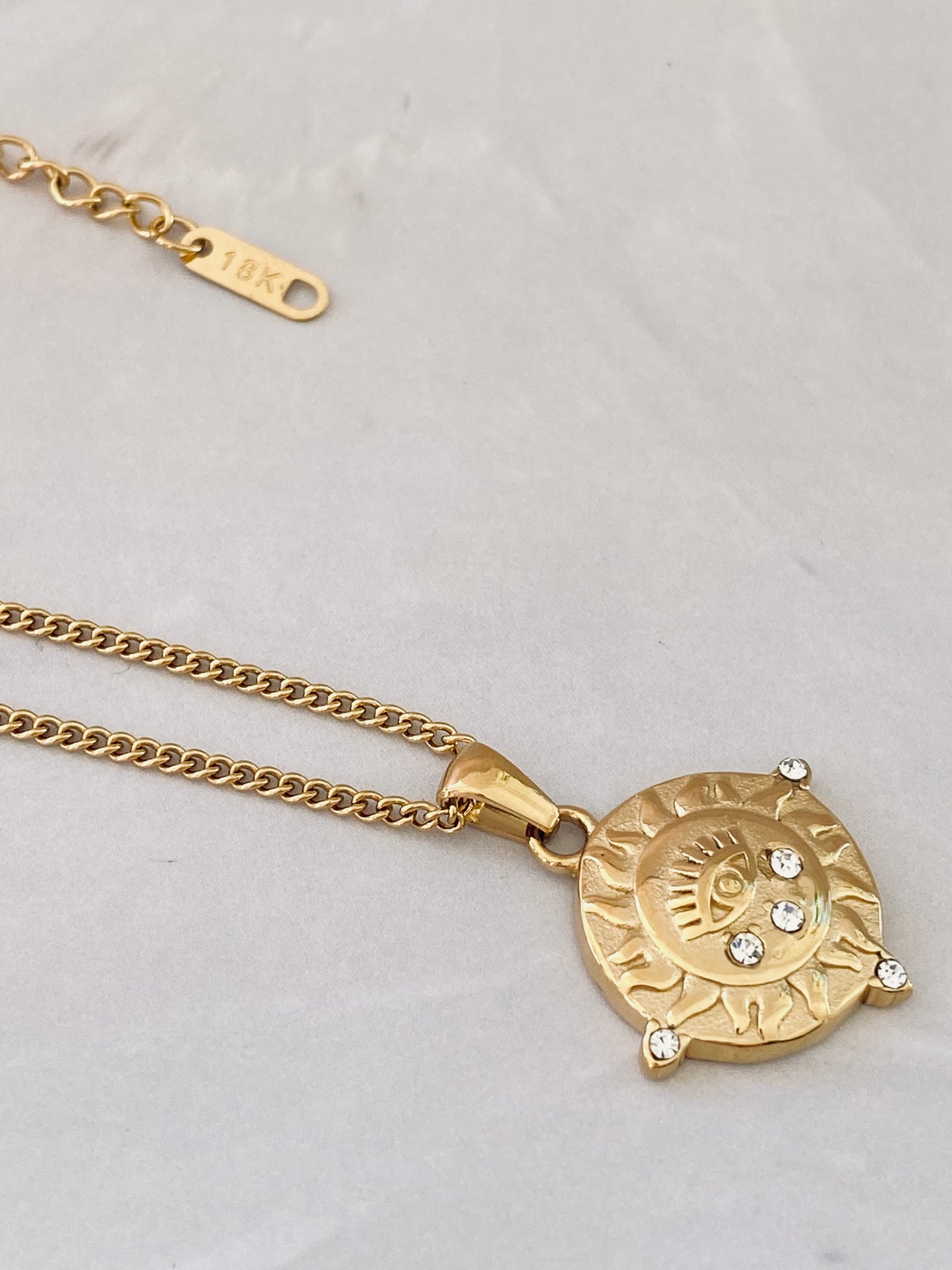 Gold Plated Small Evil Eye with Zircon Necklace