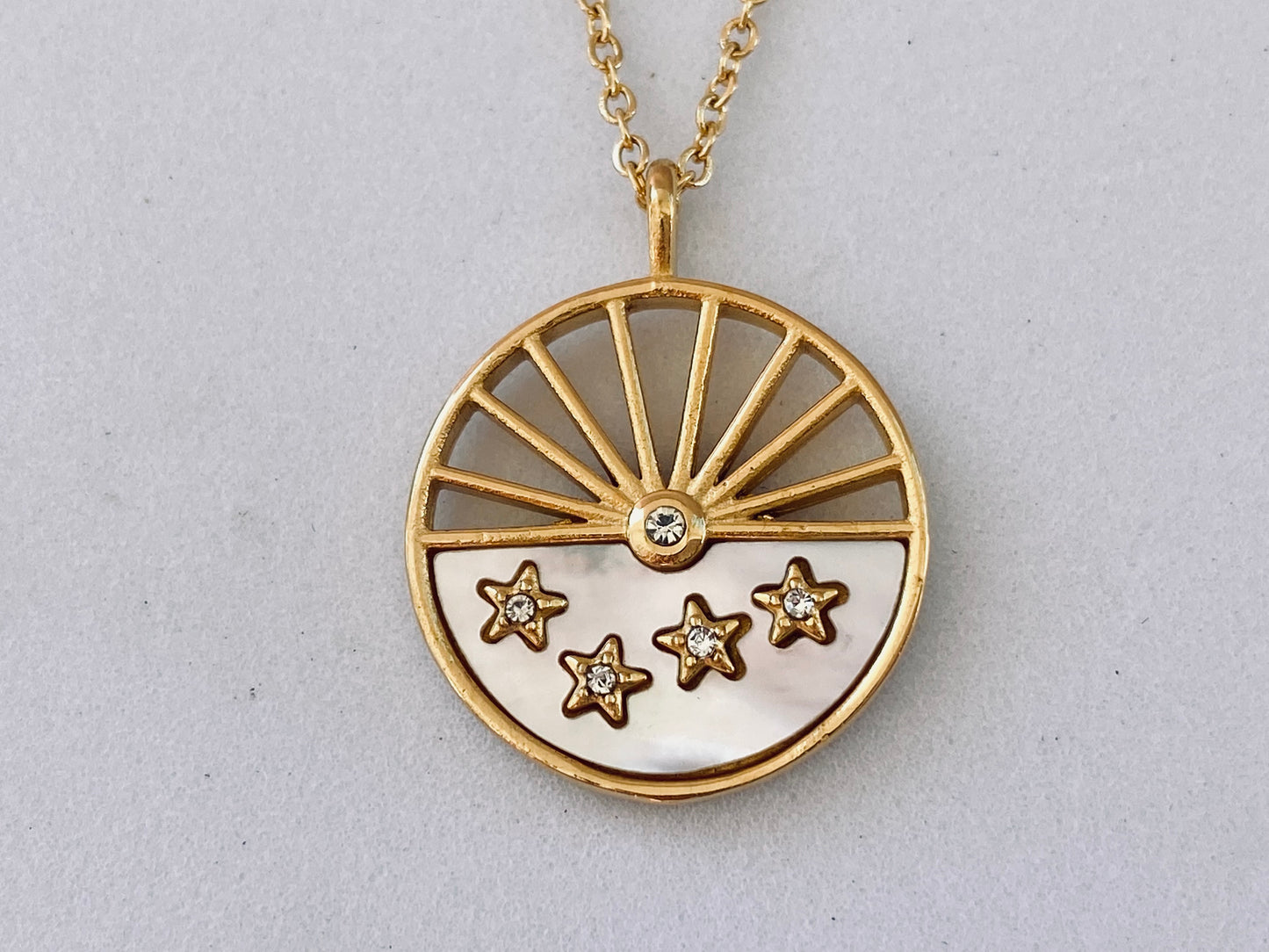 Natural Shell Wheel of Life Gold Necklace
