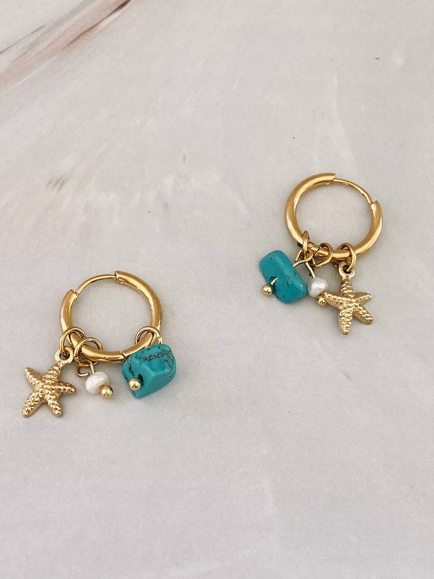 Junia Small Hoop Earrings with Petite Charms