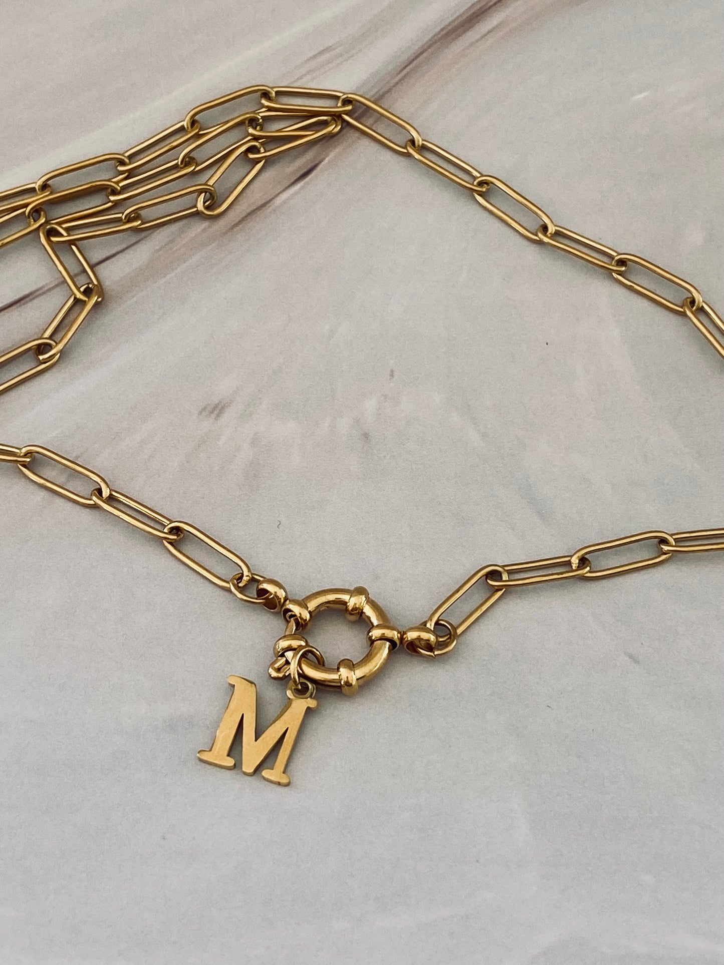 Hartwell O Clasp Gold Necklace with Initial Pendant