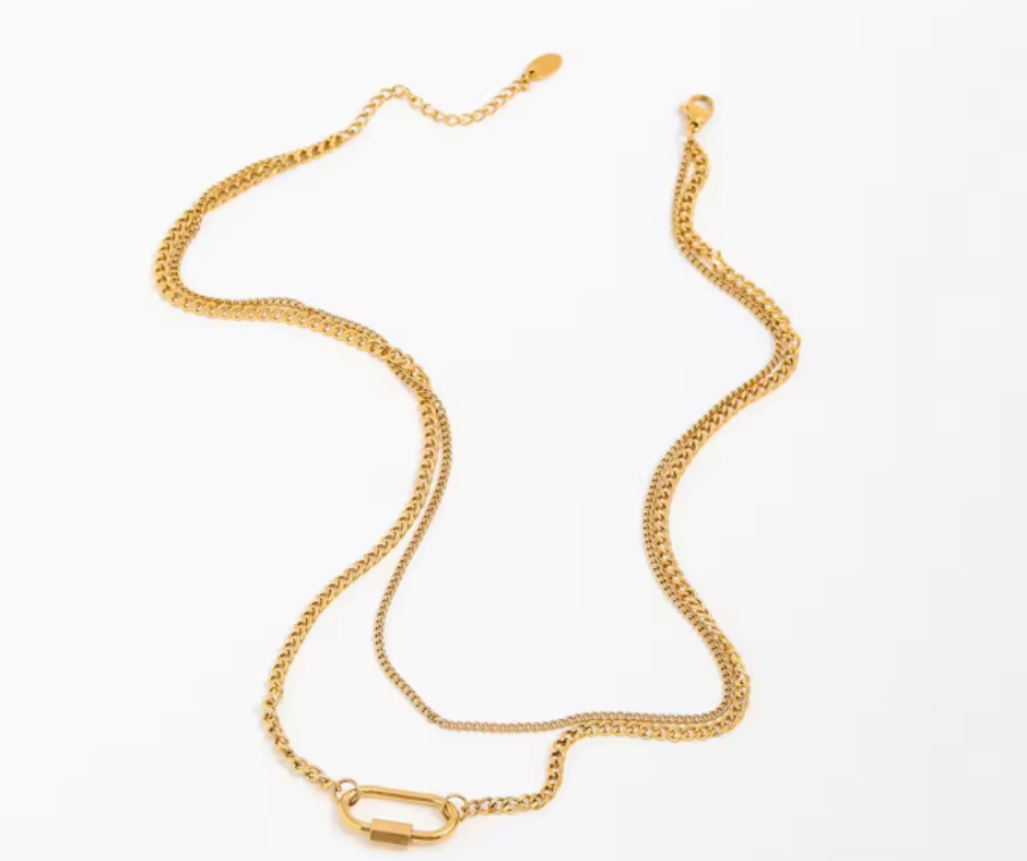 Carre Double Necklace with Oval Clasp