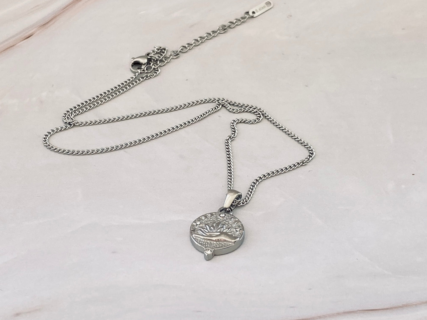 Silver Lotus Hand Necklace
