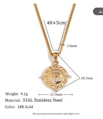 Gold Plated Small Evil Eye with Zircon Necklace