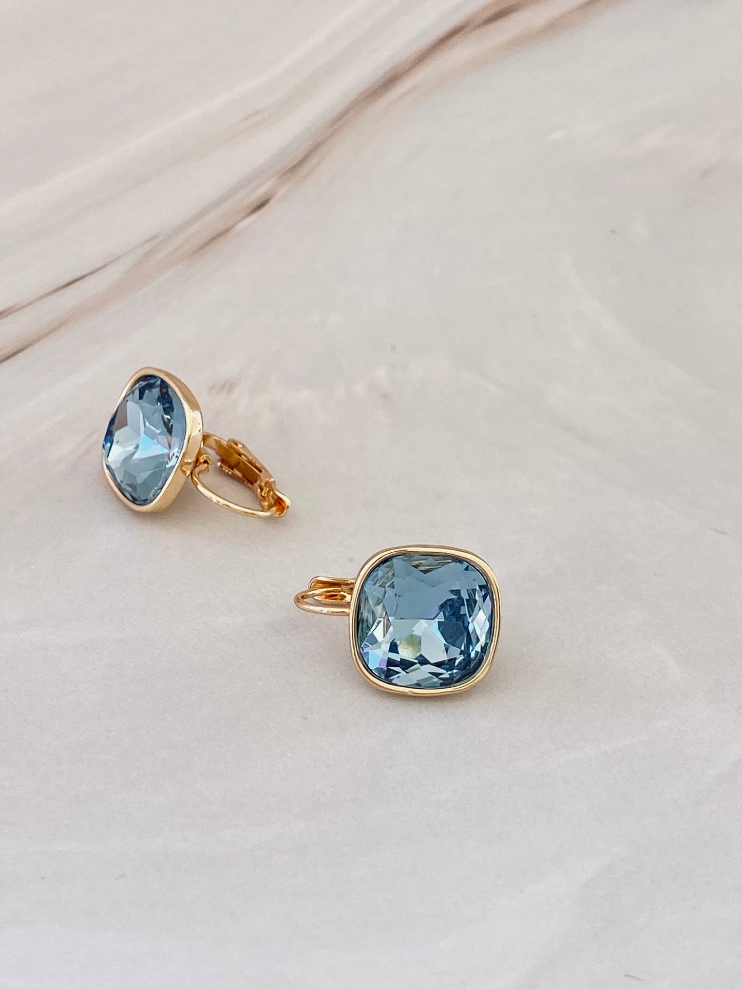 Penderley Blue Square Stone Earrings