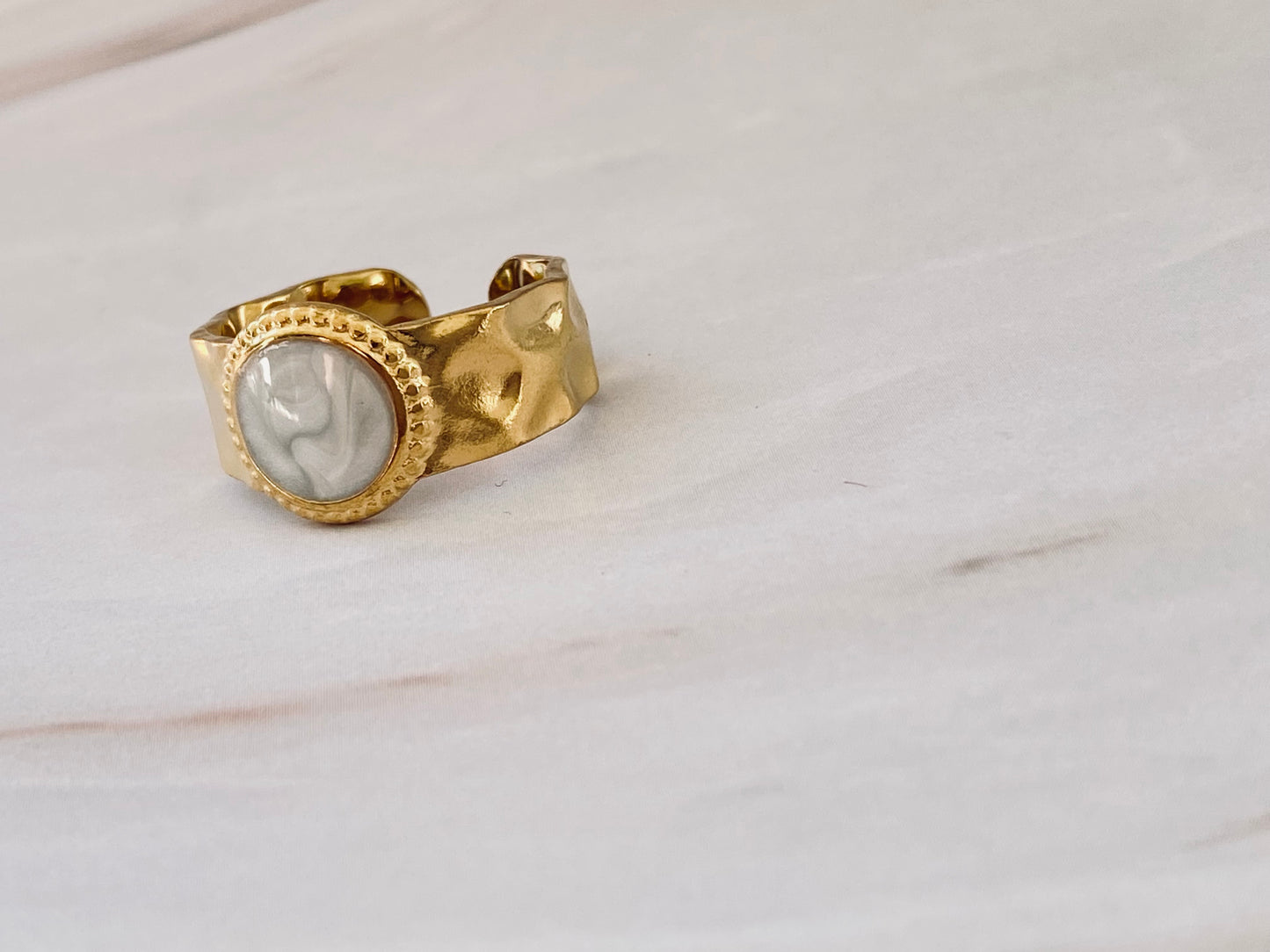 Lato Gold Plated Ring with Stone Look