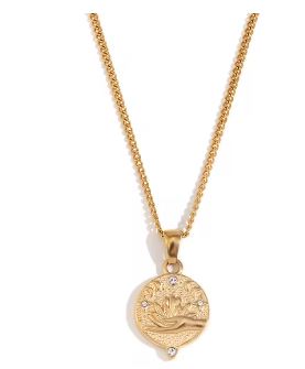Gold Plated Lotus Hand Necklace