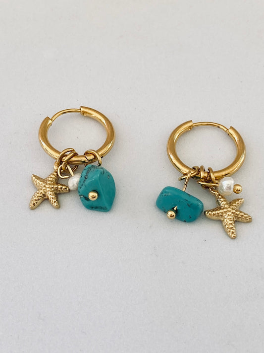 Junia Small Hoop Earrings with Petite Charms