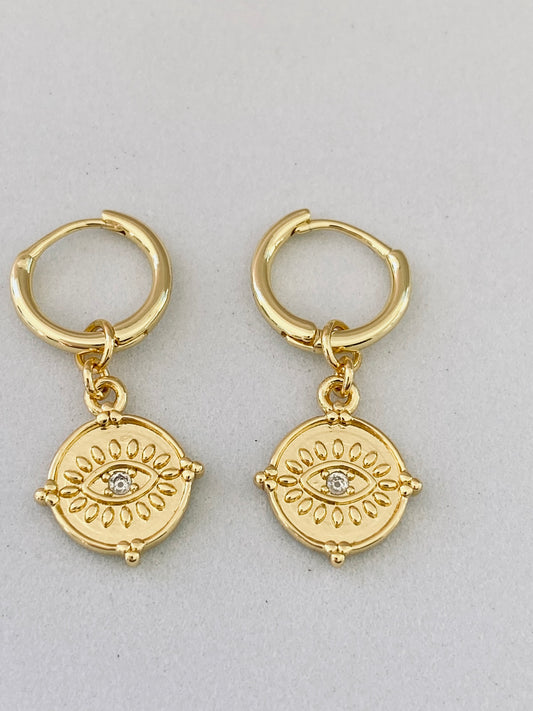 Tulis Evil Eye Small Hoop Earrings in Gold