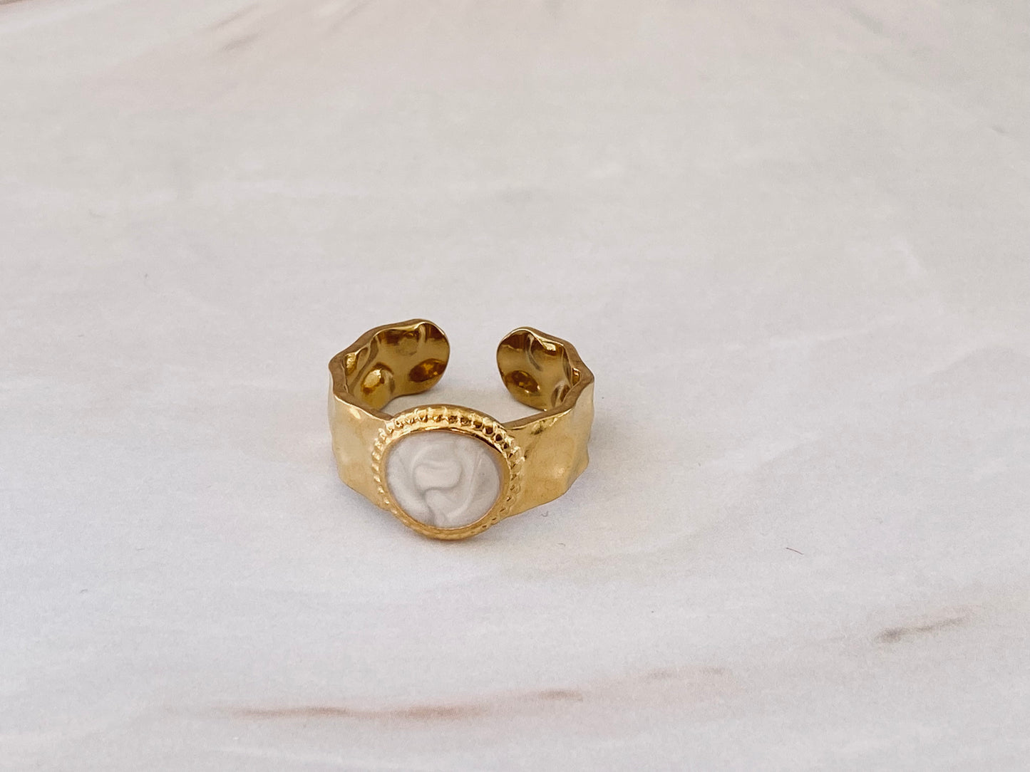 Lato Gold Plated Ring with Stone Look