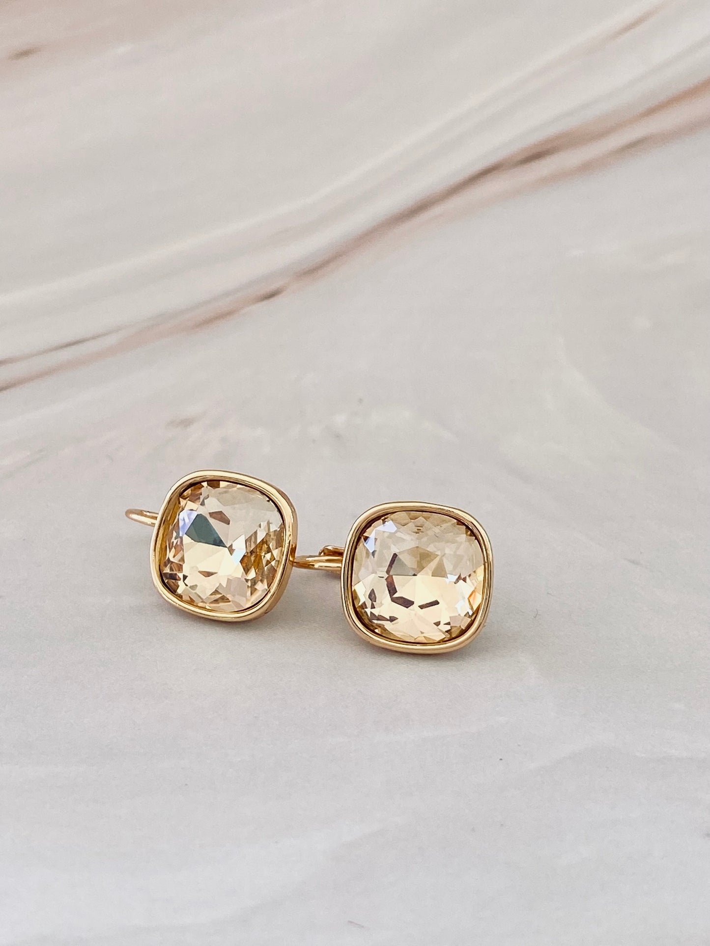 Porcia Square Champagne Stone Earrings