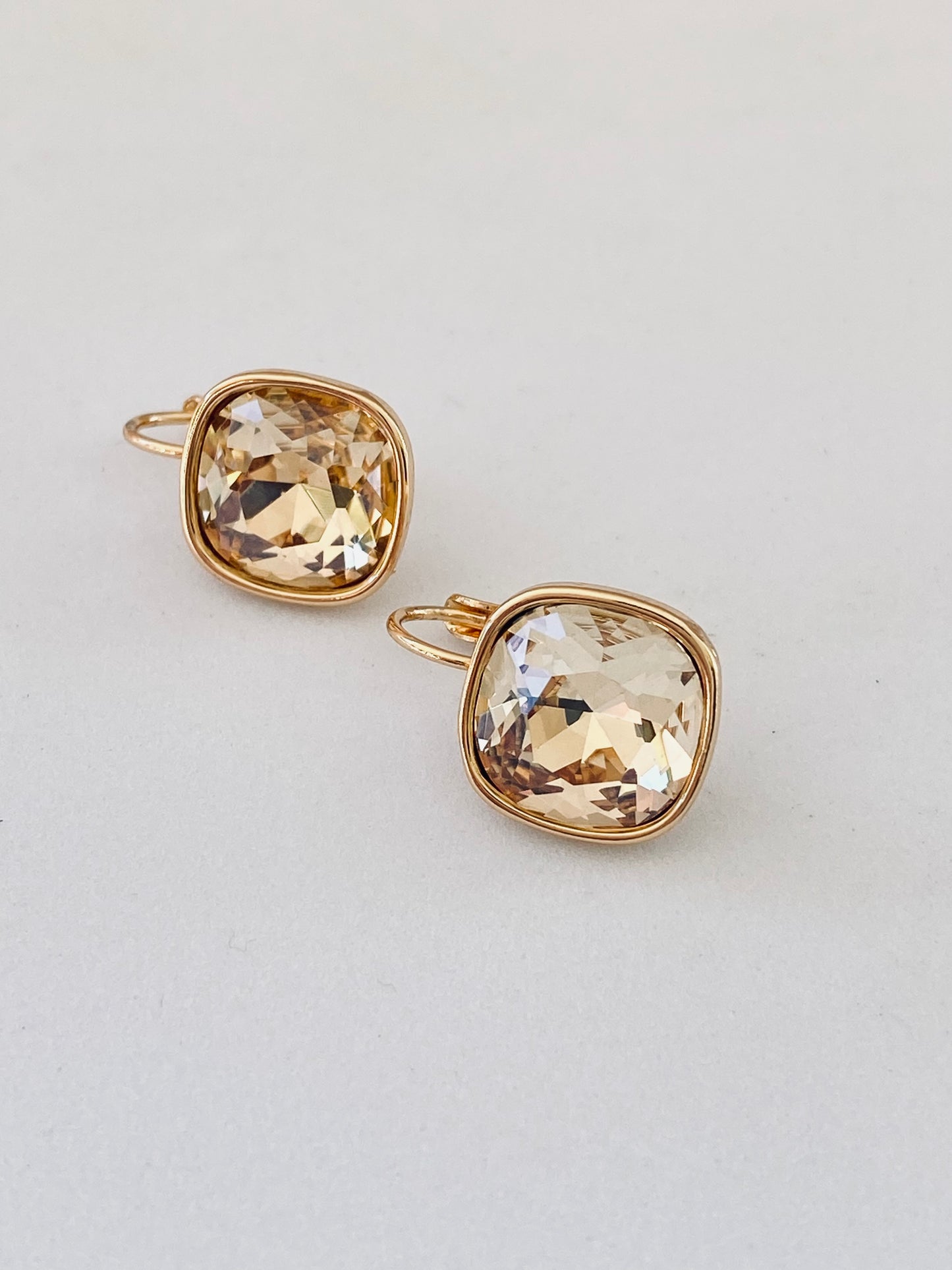 Porcia Square Champagne Stone Earrings