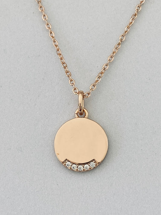Londen Rose Gold Necklace with Coin Pendant