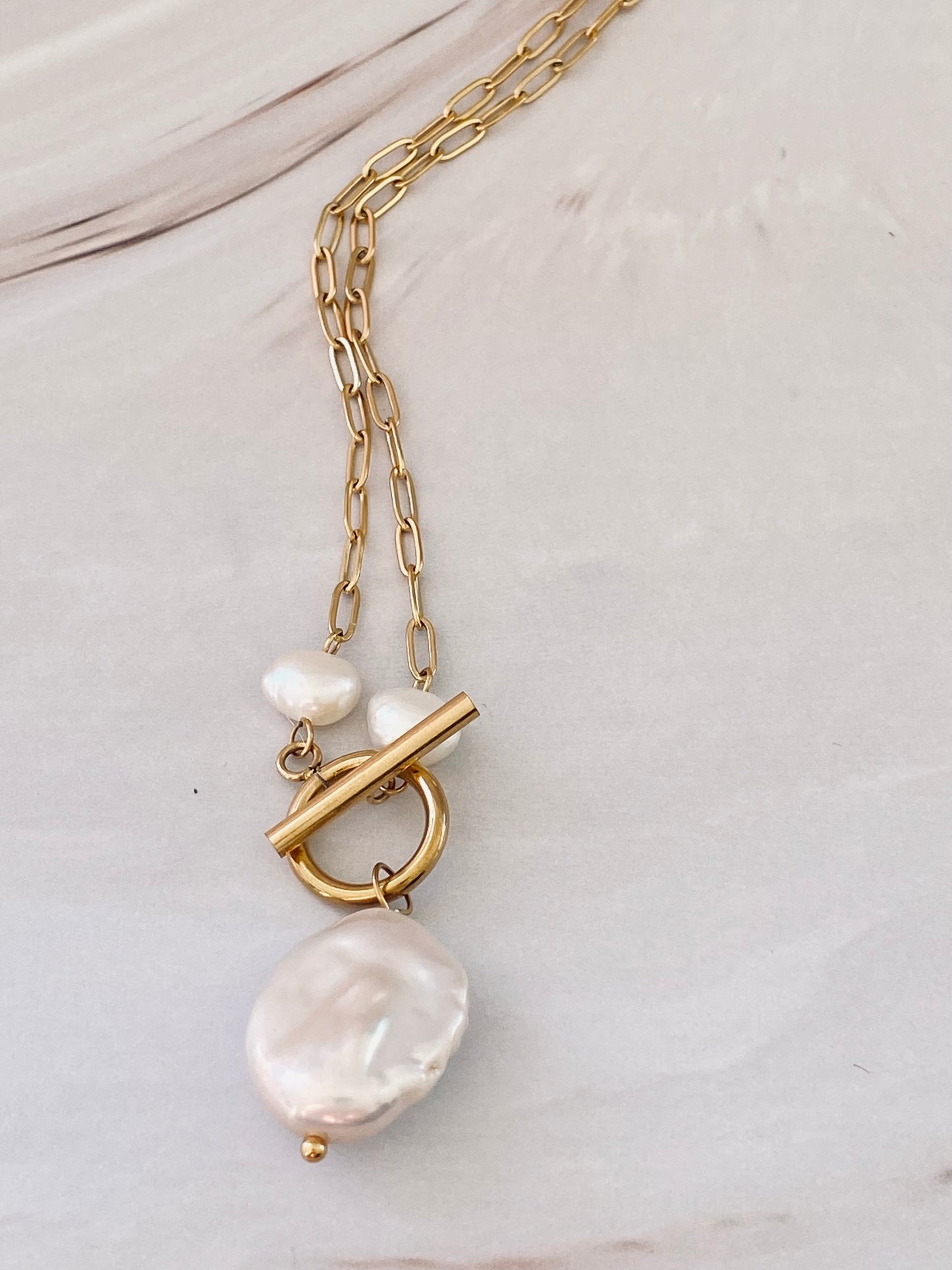 Pietra Pearl Necklace with O-T Clasp