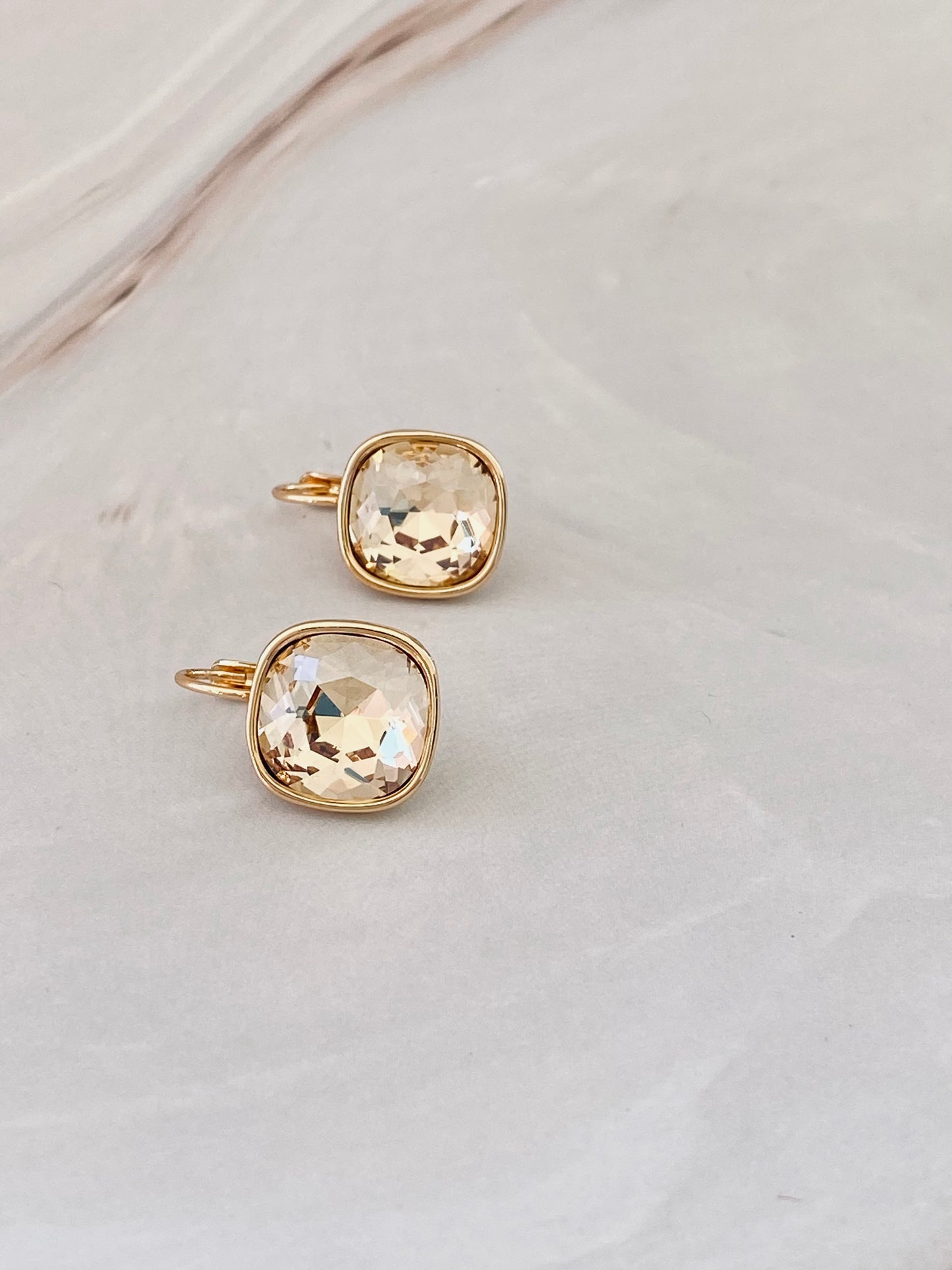 Porcia Square Champagne Stone Earrings