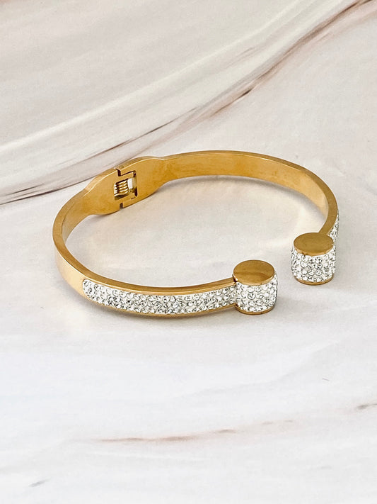 Glitter Zircon Gold Cuff Bangle