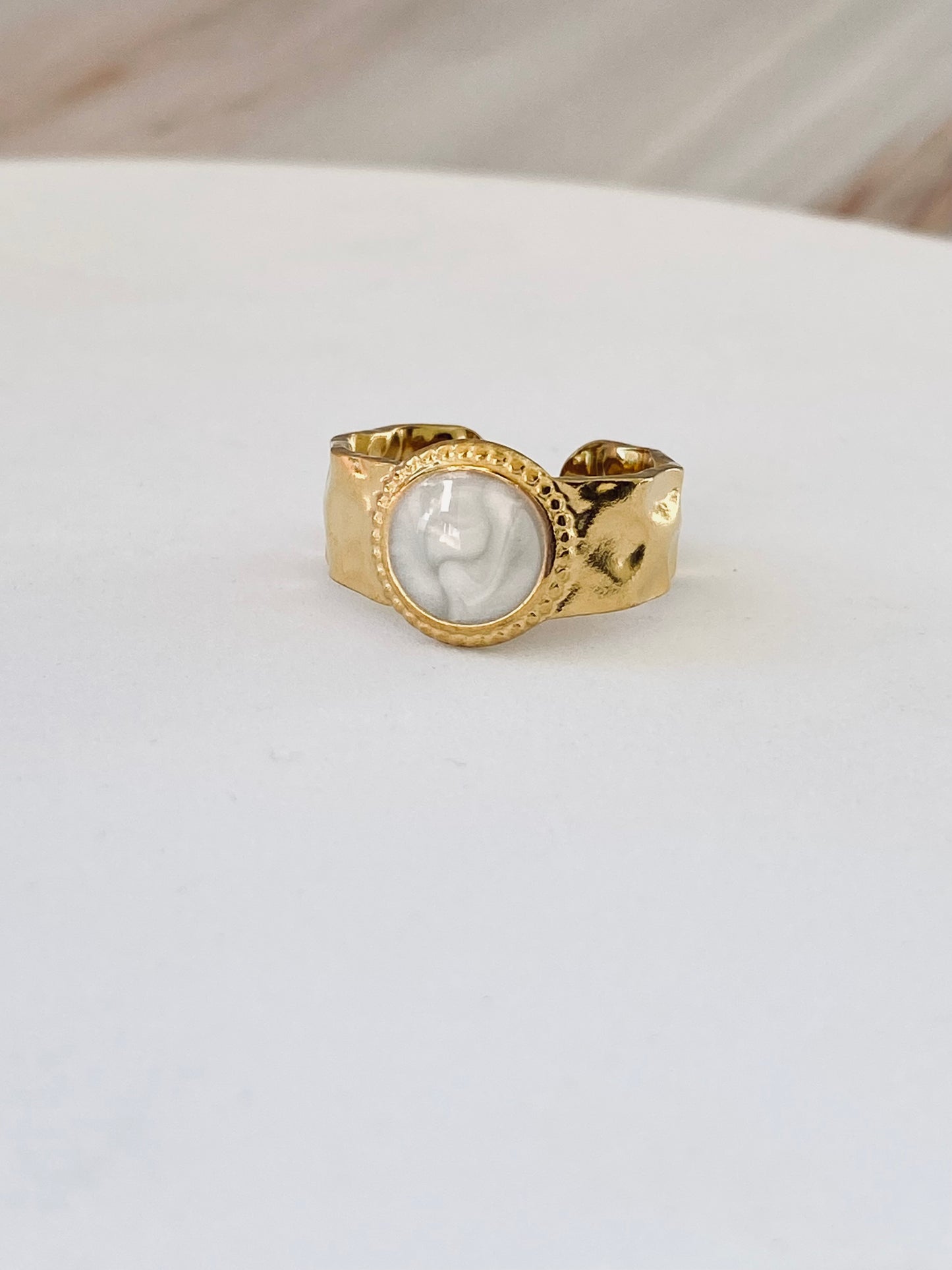 Lato Gold Plated Ring with Stone Look