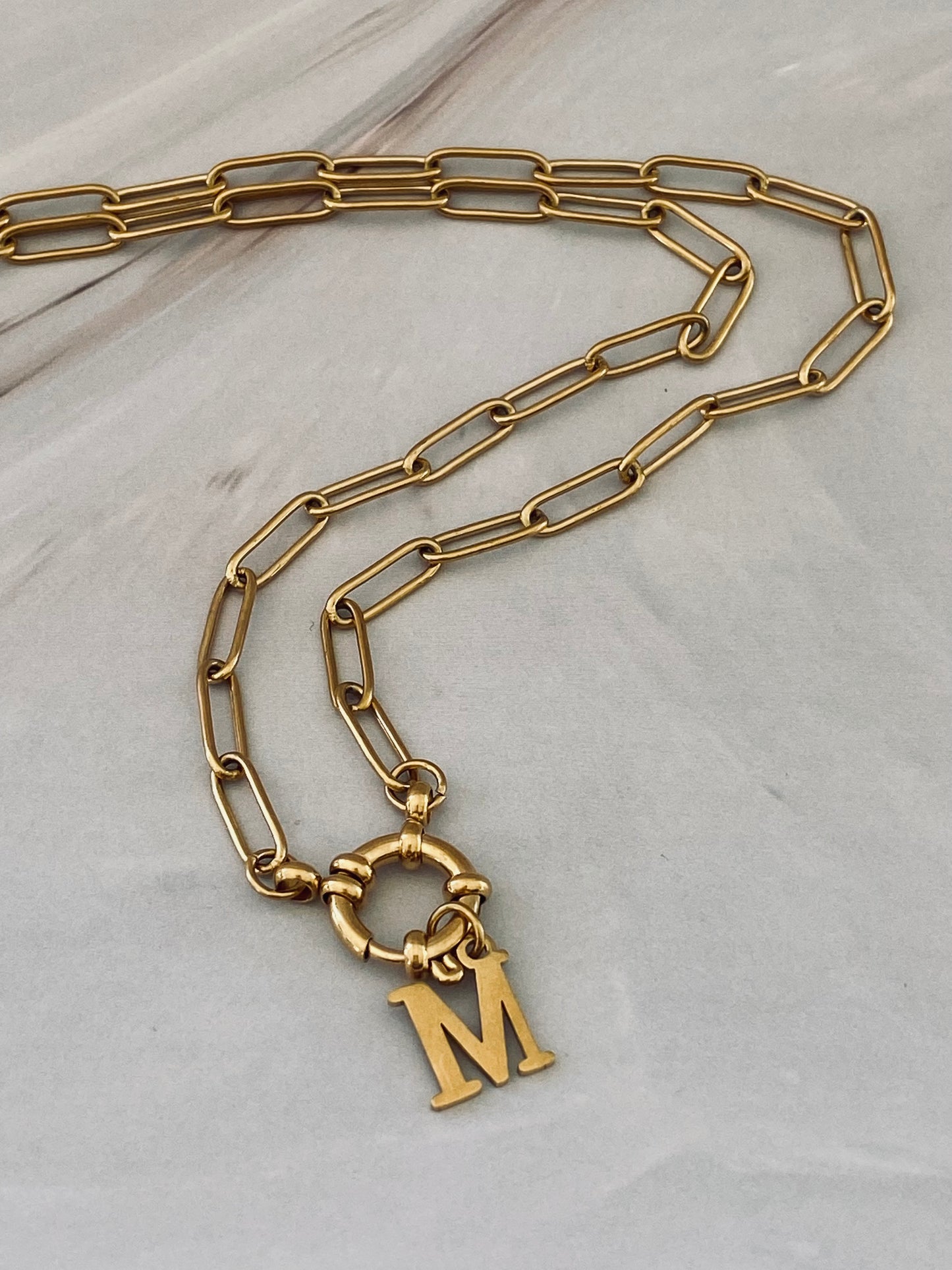 Hartwell O Clasp Gold Necklace with Initial Pendant