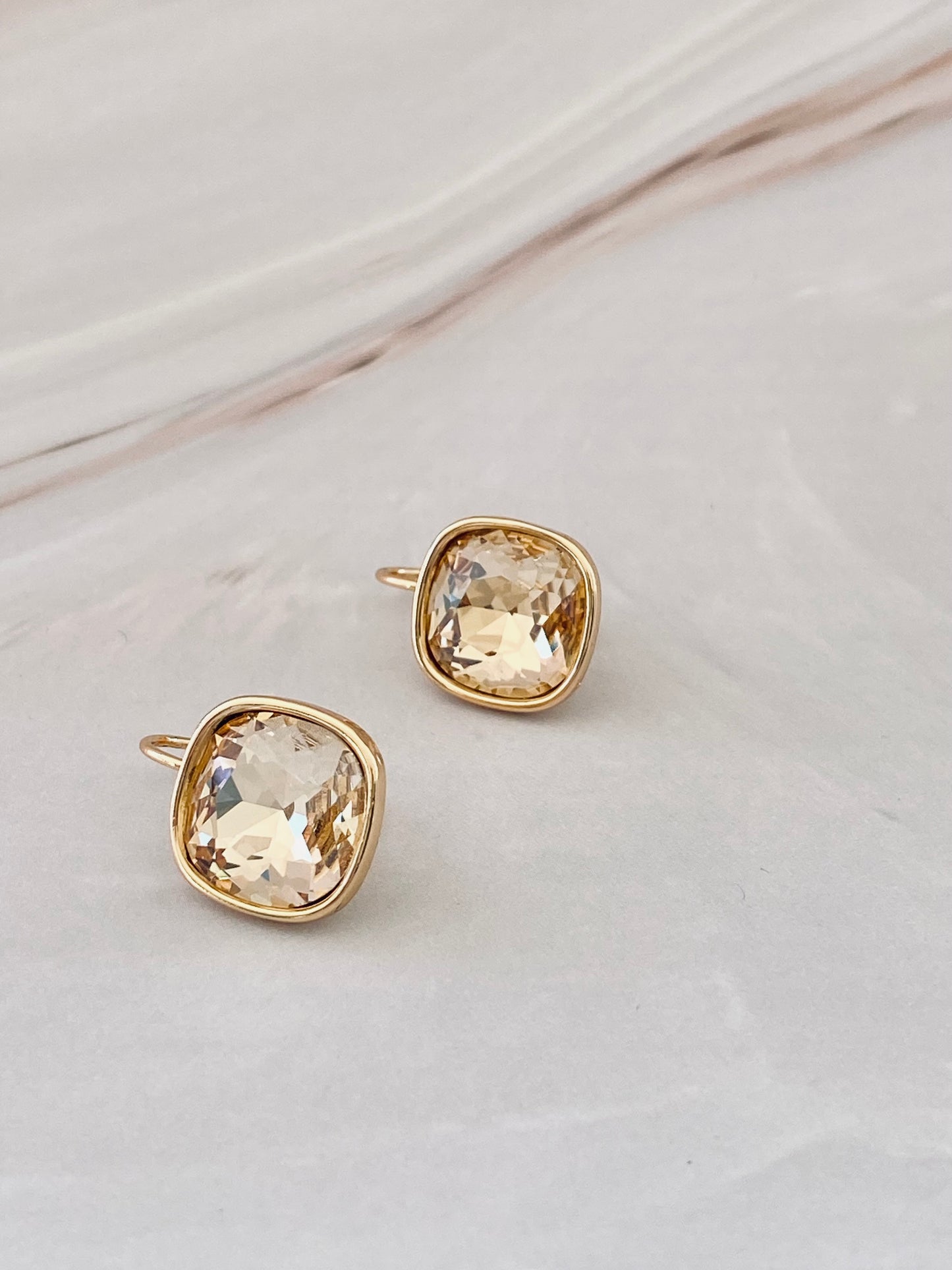 Porcia Square Champagne Stone Earrings
