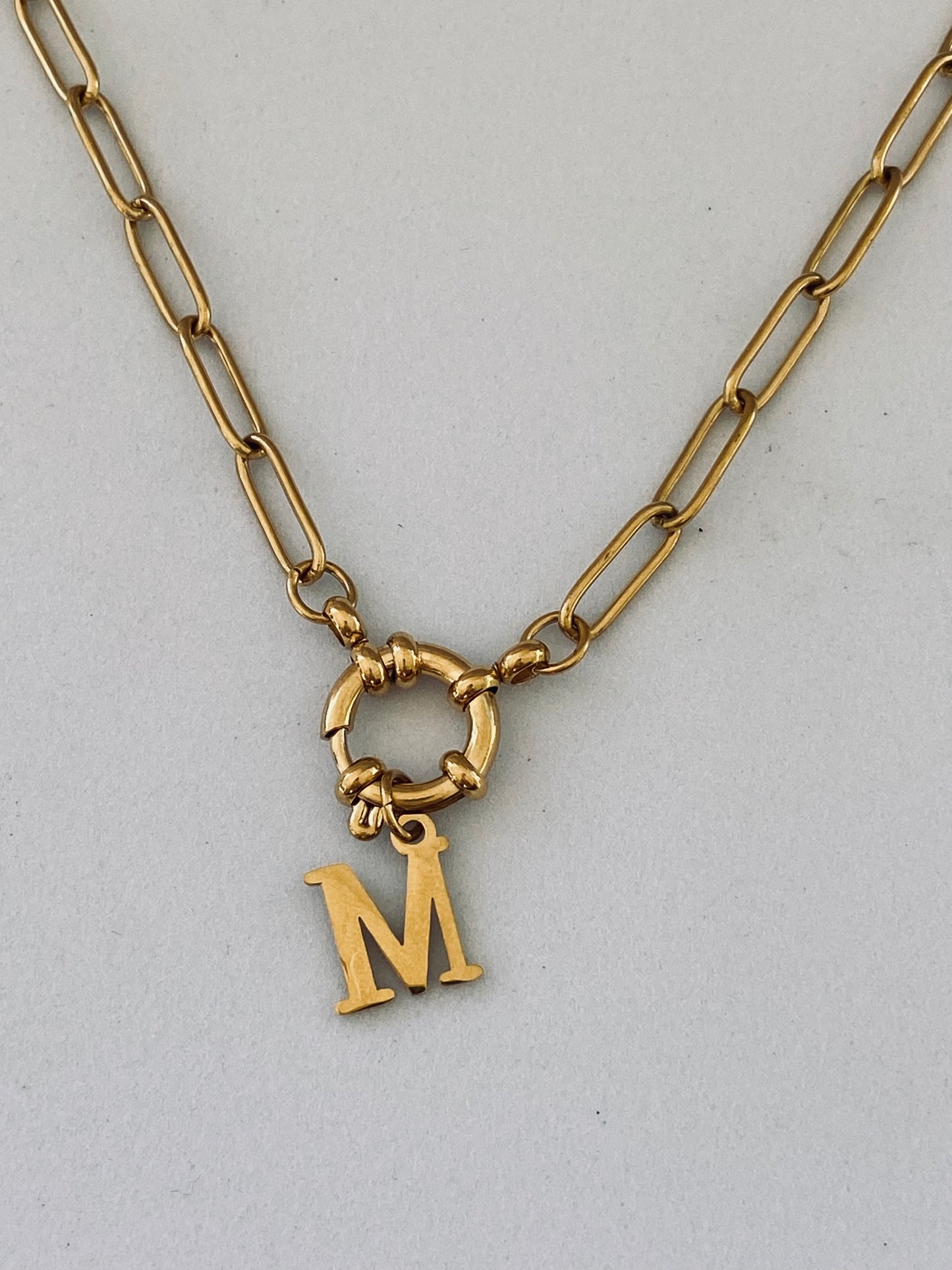 Hartwell O Clasp Gold Necklace with Initial Pendant