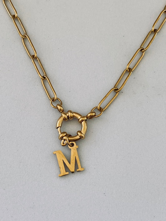 Hartwell O Clasp Gold Necklace with Initial Pendant