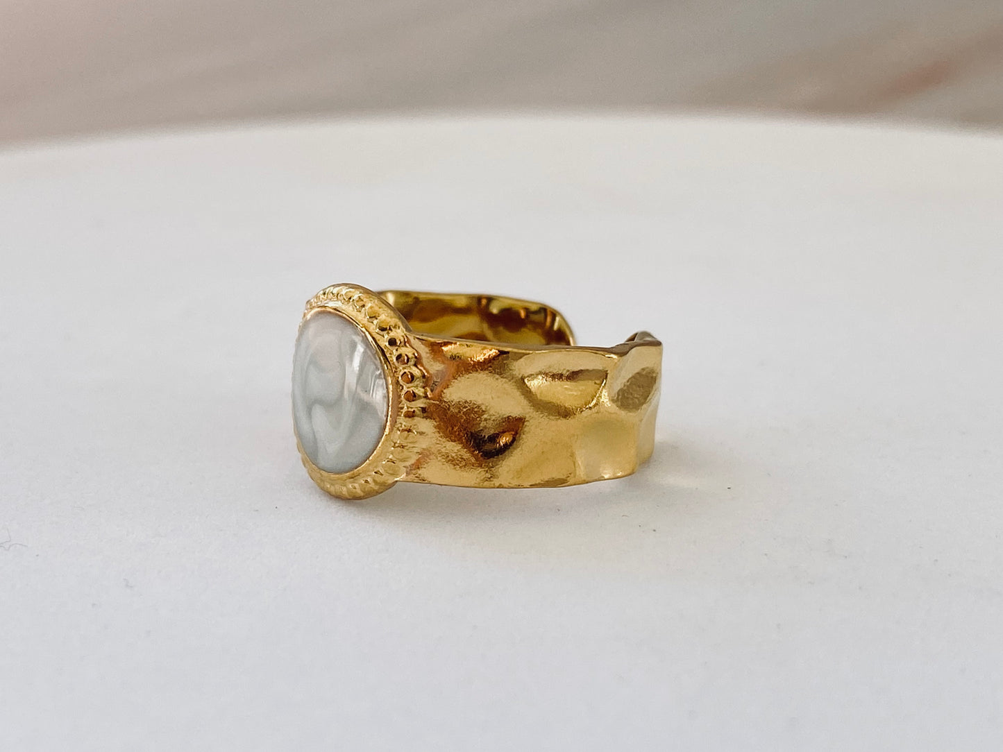 Lato Gold Plated Ring with Stone Look