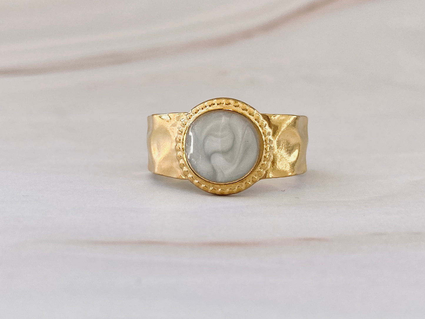 Lato Gold Plated Ring with Stone Look