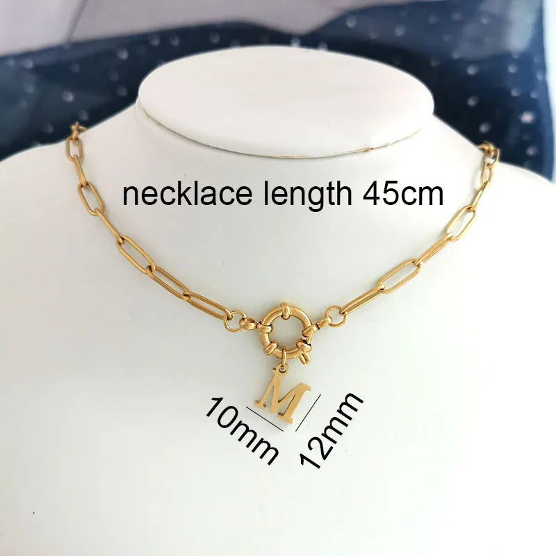 Hartwell O Clasp Gold Necklace with Initial Pendant