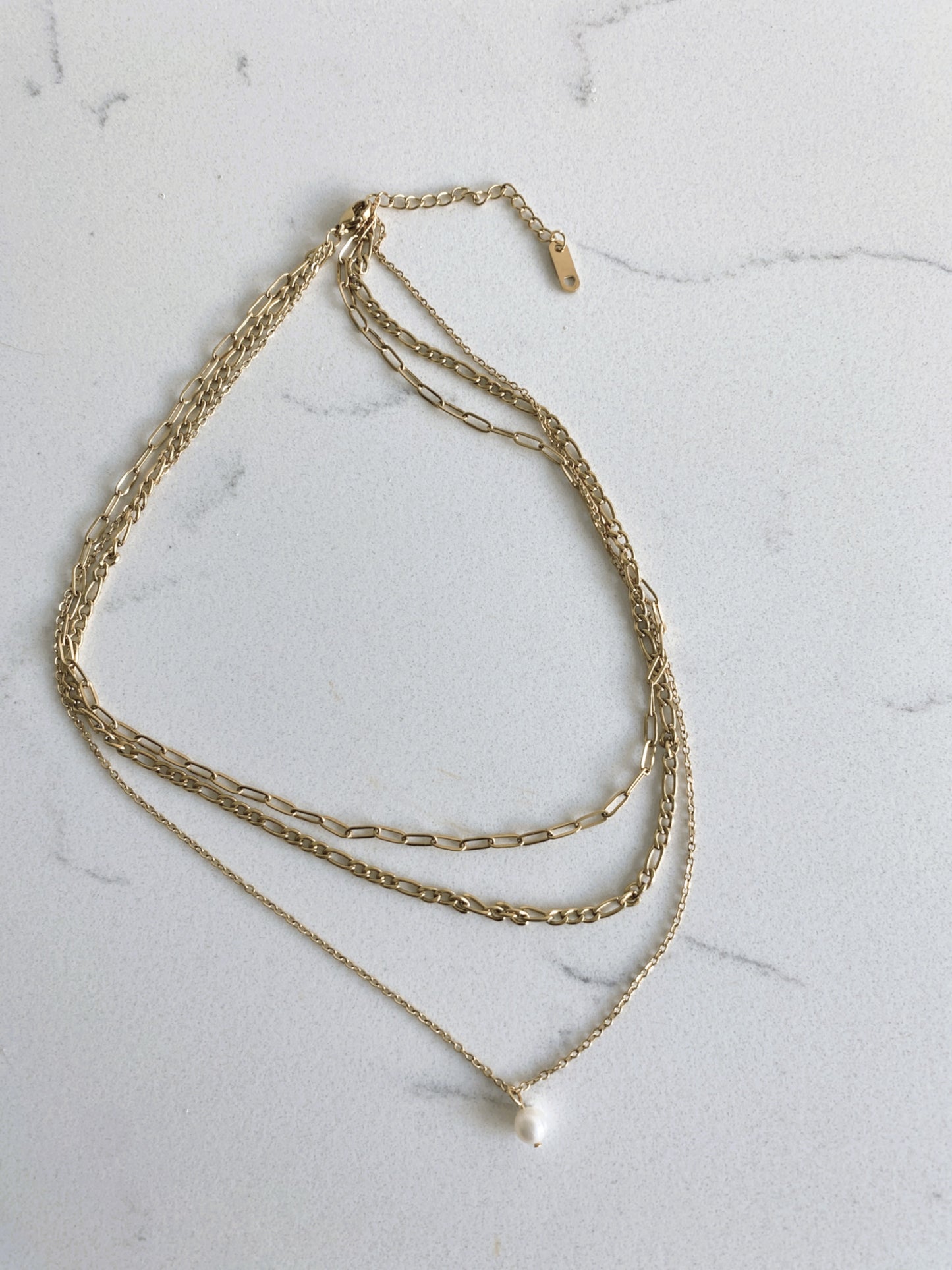 Pia Layered Necklace with Pearl