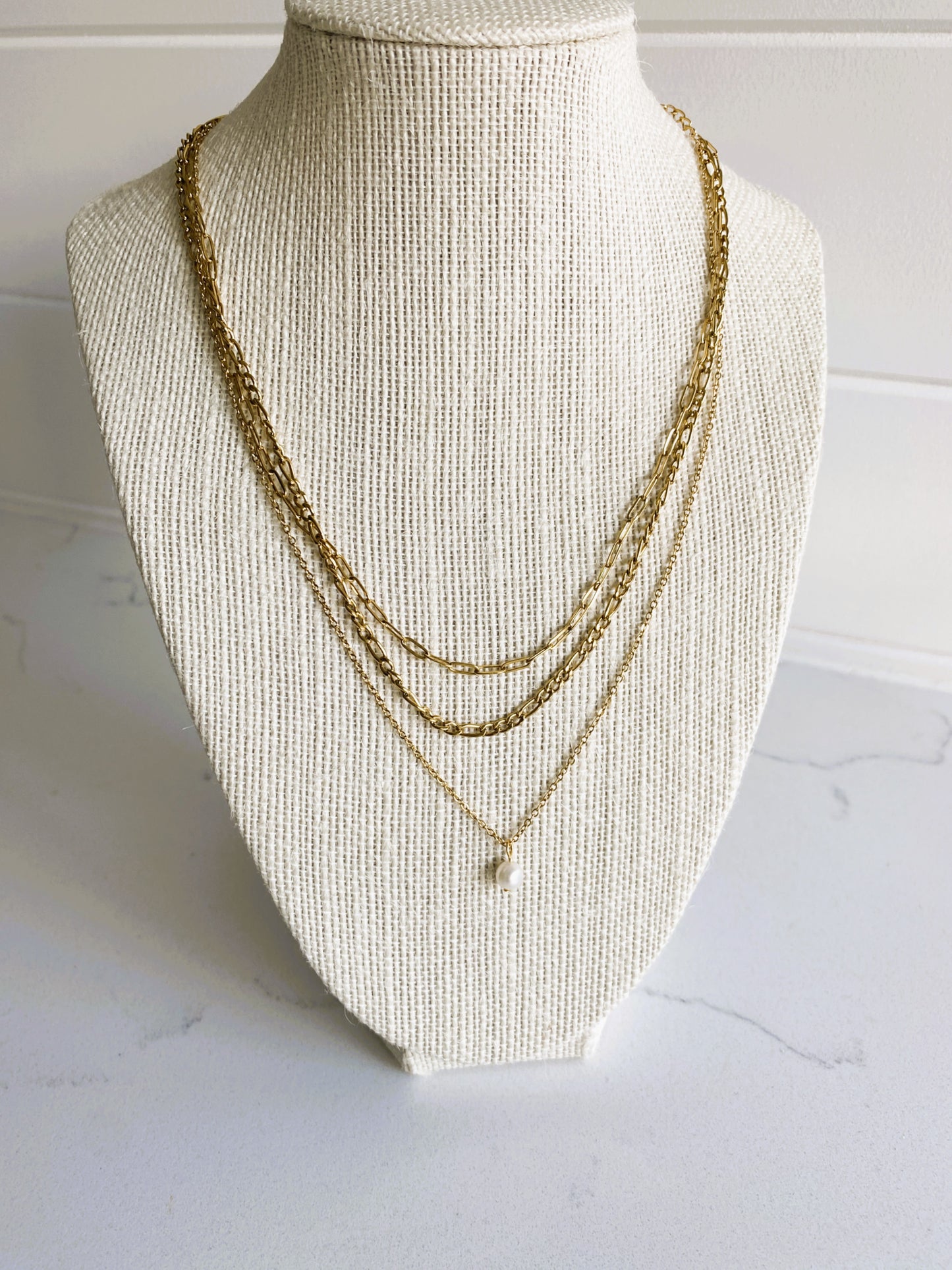 Pia Layered Necklace with Pearl